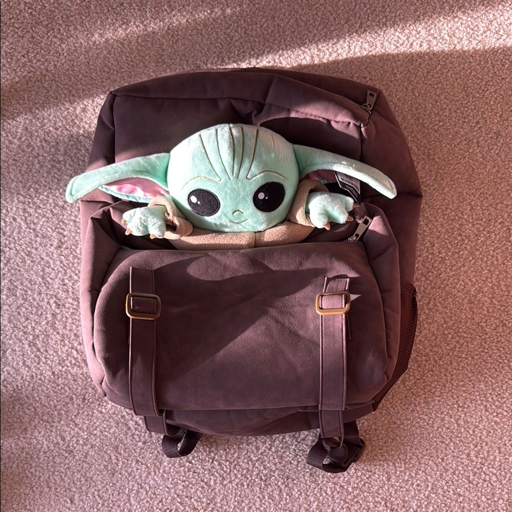 Brown Backpack with Plush Toy
